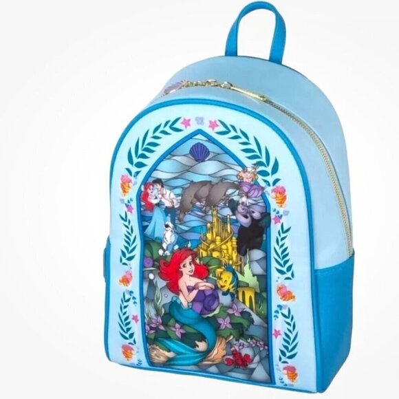 NWT Disney Exclusive Little Mermaid Stained Glass Mini Bag Backpack - Picture 12 of 12